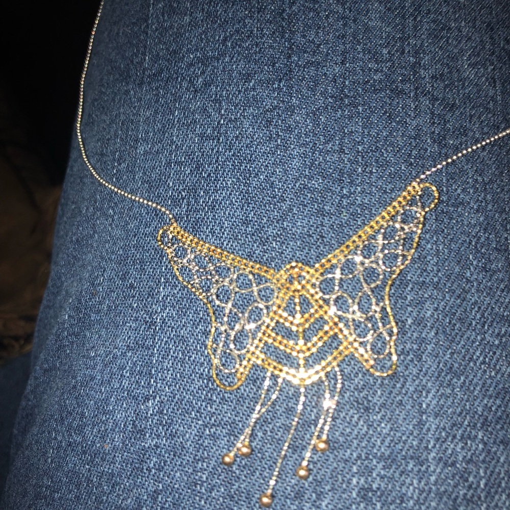 10k gold and white gold butterfly necklace